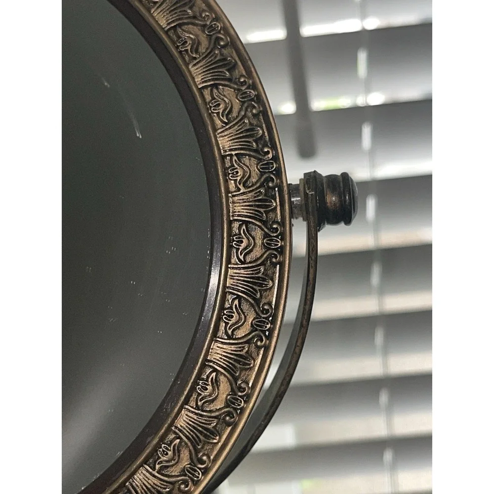 Vintage-Inspired Regency Victorian Standing Vanity Mirror Bronze Enamel